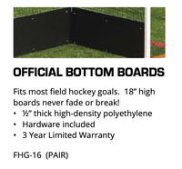 (#FHG‐2ALPKG) Field Hockey Goal Package (2 in. x 2 in. Square Aluminum with Bottom Boards) ‐ Official (7 ft.H x 12 ft.W x 4 ft.D) ‐ NFHS, NCAA, FIH Compliant