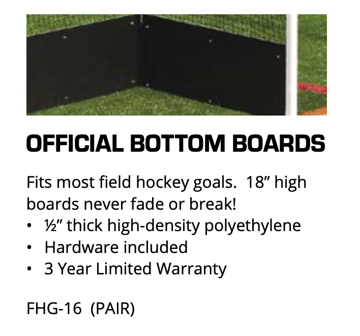 (#FHG‐2ALPKG) Field Hockey Goal Package (2 in. x 2 in. Square Aluminum with Bottom Boards) ‐ Official (7 ft.H x 12 ft.W x 4 ft.D) ‐ NFHS, NCAA, FIH Compliant