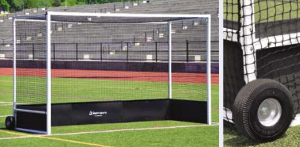 (#FHG‐2ALPKG) Field Hockey Goal Package (2 in. x 2 in. Square Aluminum with Bottom Boards) ‐ Official (7 ft.H x 12 ft.W x 4 ft.D) ‐ NFHS, NCAA, FIH Compliant