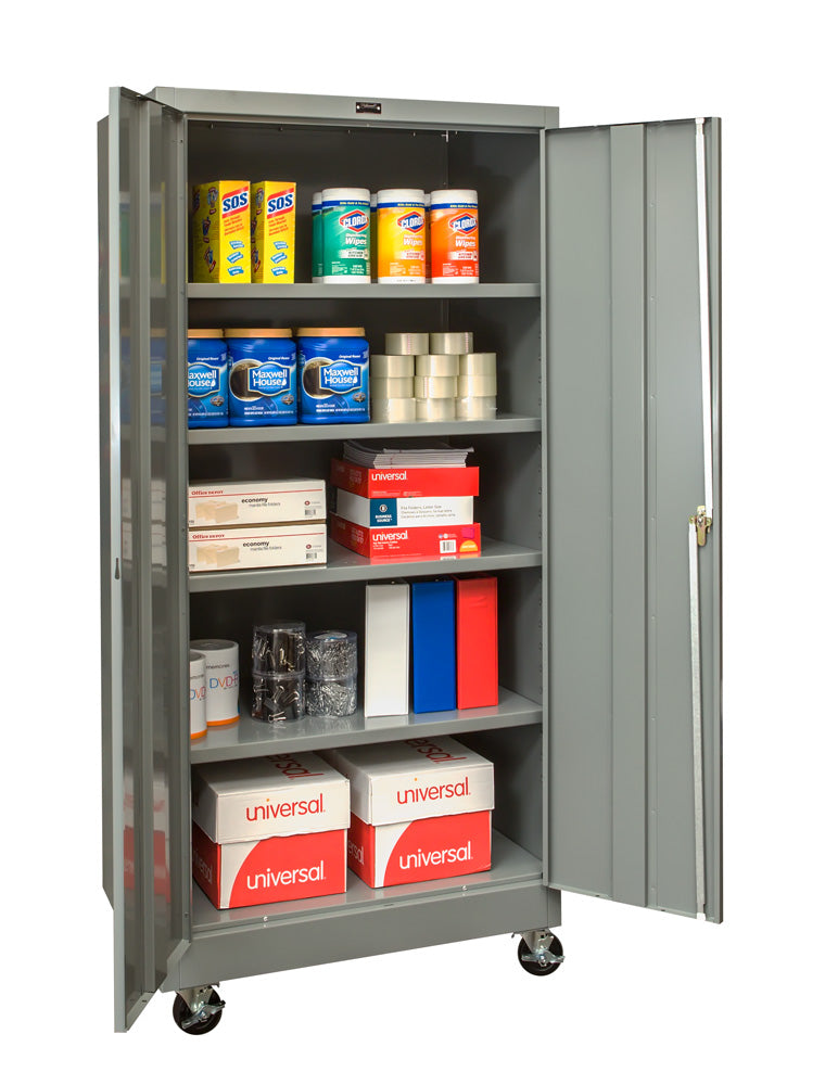 800 Series - Mobile Storage Cabinet - 48"W x 24"D x 78"H - Single Tier, Double Solid Door, 1-Wide - (725 Dark Gray)