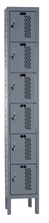 Heavy-Duty Ventilated Locker - Six-Tier, 1-Wide, 78"H, Assembled