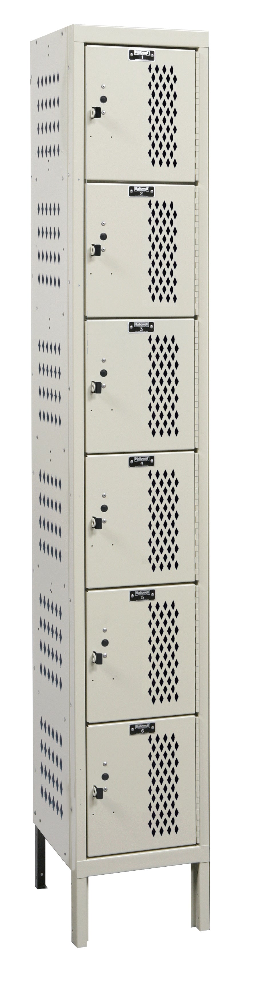 Heavy-Duty Ventilated Locker - Six-Tier, 1-Wide, 78"H, Assembled