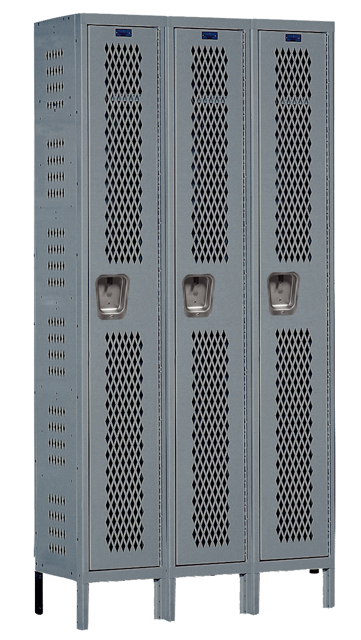 Heavy-Duty Ventilated Locker - Singe-Tier, 3-Wide, 78"H, Assembled