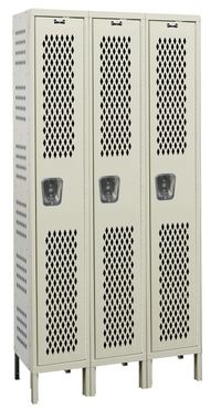 Heavy-Duty Ventilated Locker - Singe-Tier, 3-Wide, 78"H, Assembled