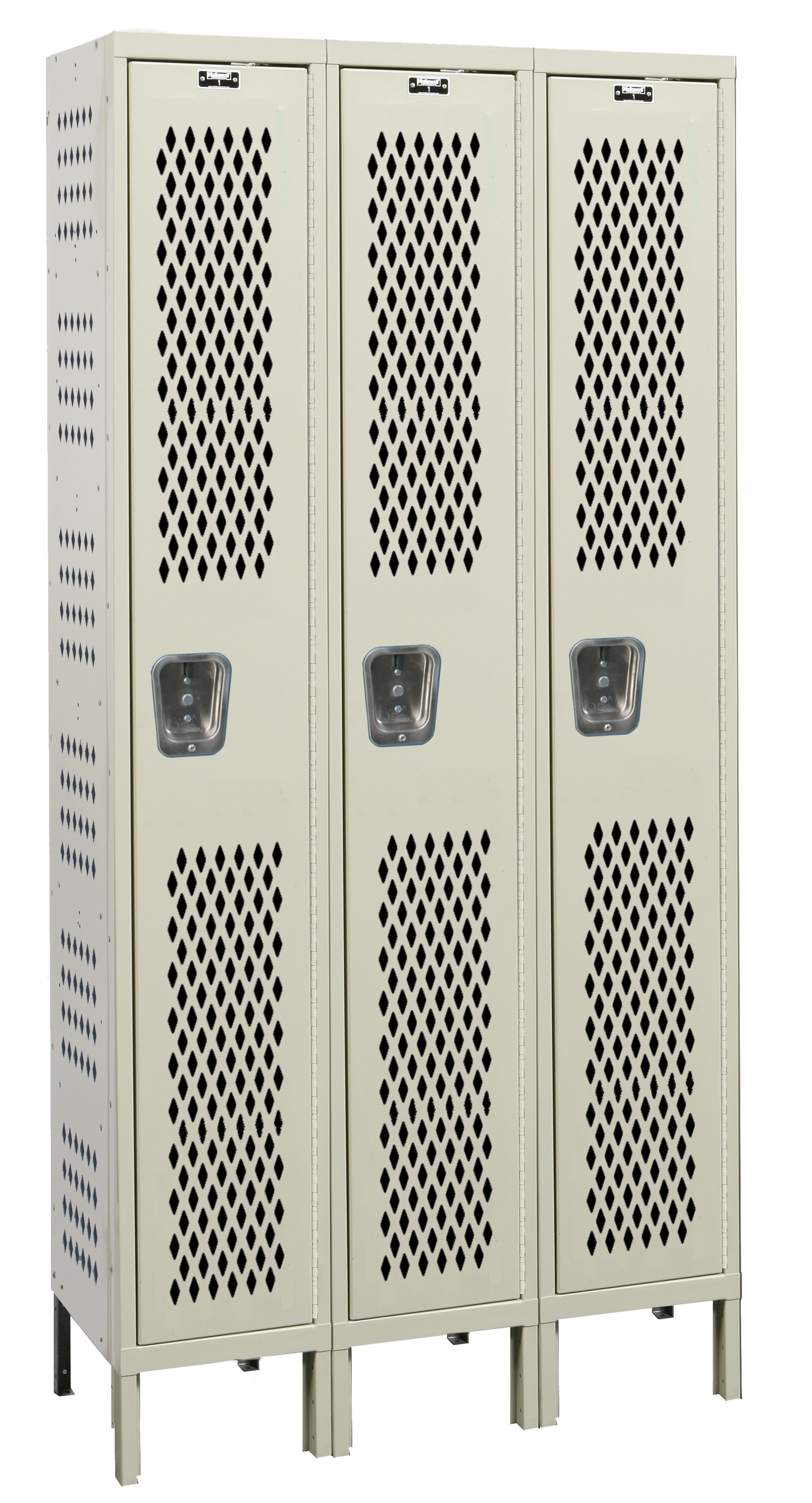 Heavy-Duty Ventilated Locker - Singe-Tier, 3-Wide, 78"H, Assembled