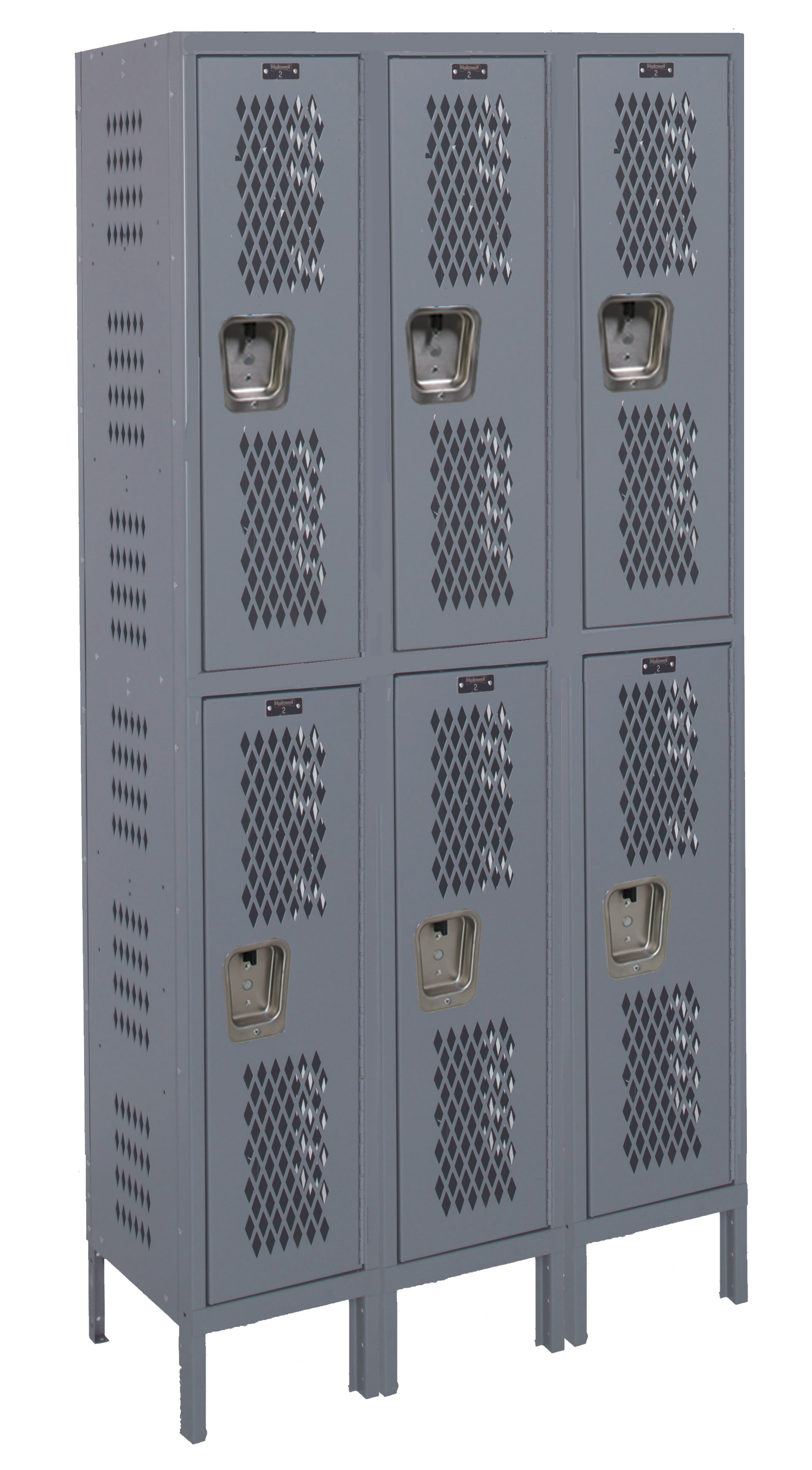 Heavy-Duty Ventilated Locker - Double-Tier, 3-Wide, 78"H, Assembled