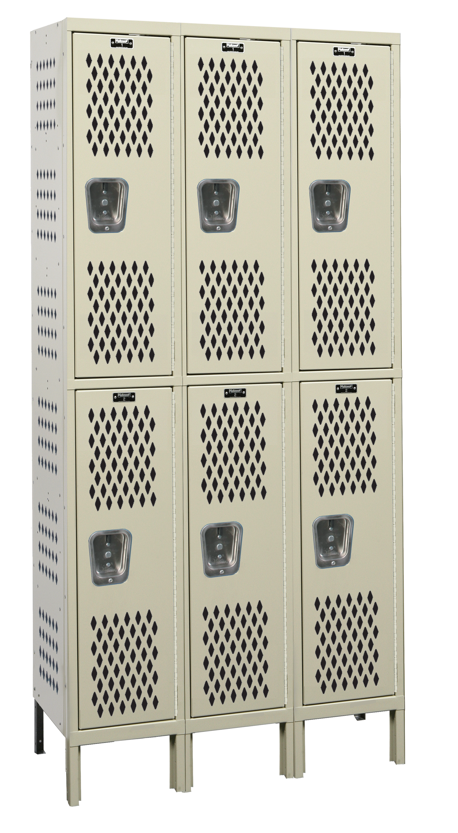 Heavy-Duty Ventilated Locker - Double-Tier, 3-Wide, 78"H, Assembled