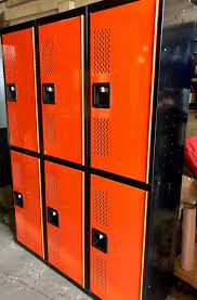Men's Locker Room - Double Tier - Model B Vertical Locker - Phenolic - New Age Oak Color - 72"H x 12"W x 18"D