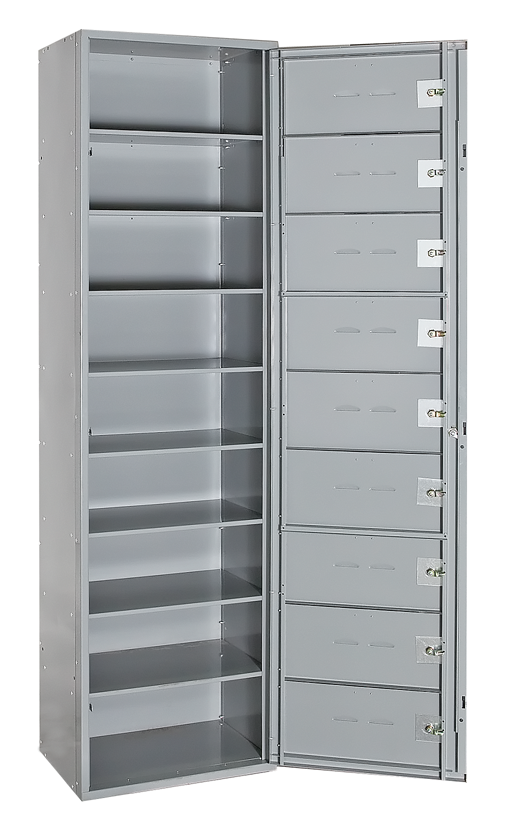 Uniform Exchange Locker - 1-Wide - Dark Grey - Assembled (8-Person or 9-Person)